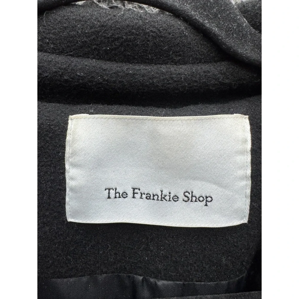 The Frankie Shop Double-Breasted Belted Trench Coat Black Womens Size L/XL - Picture 8 of 16
